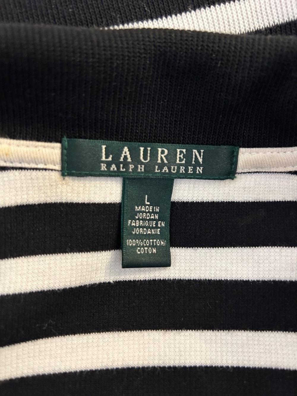 Lauren Ralph Lauren Black & White Stripe Knit Nautical Button Down Sweater Sz L - Picture 6 of 6